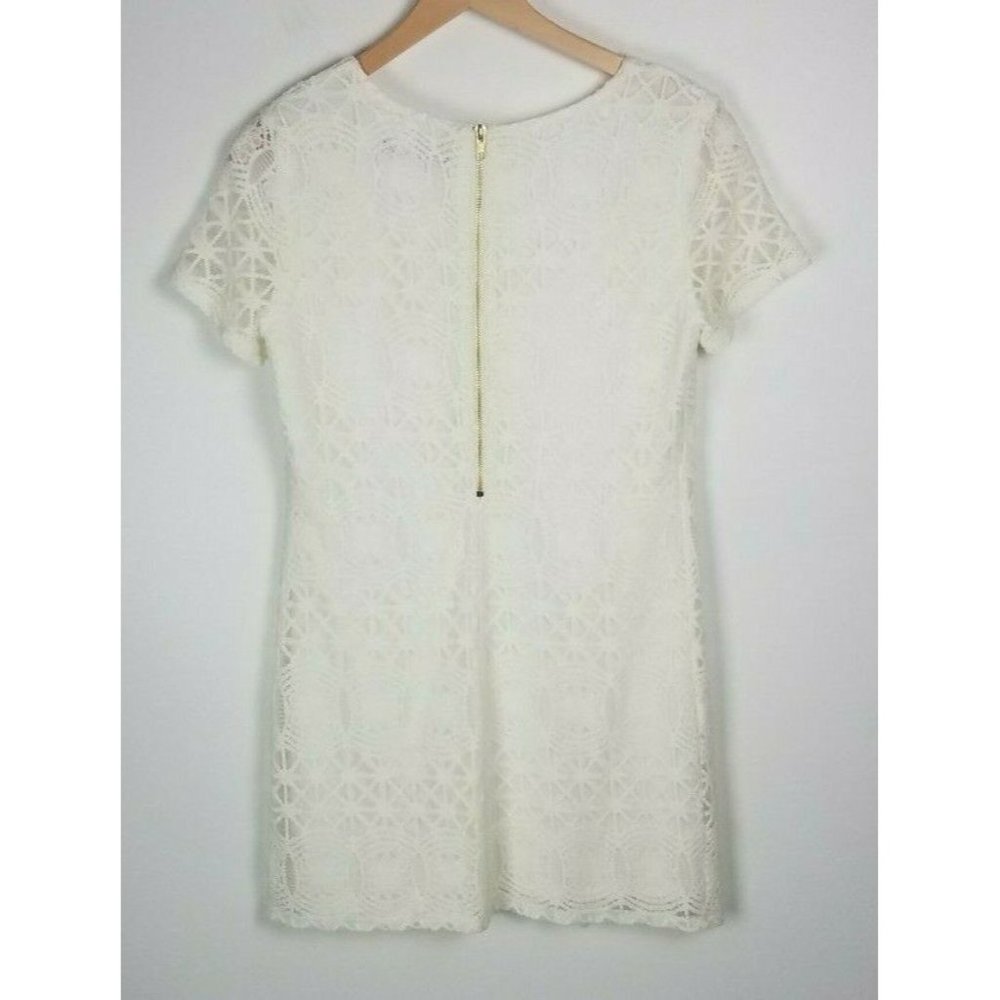 Lulus Sz. S Love You For Eternity White Short Sleeve Lace Shift Dress Off White - Picture 7 of 8